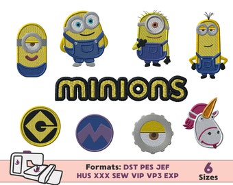 MINION EMBROIDERY DESIGN, kevin bob stuart gru minion embroidery pattern, despicable me embroidery design gru minion favorite villain minion