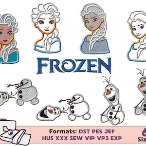 PRINCESS EMBROIDERY and APPLIQUE design,frozen  elsa olaf machine embroidery design, applique olaf elsa embroidery design, frozen olaf elsa
