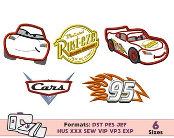 LIGHTNING MCQUEEN APPLIQUE design embroidery  machine design pattern Carsy Applique Embroidery Design Lightning McQueen Cars Applique Design