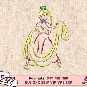 RAPUNZEL PRINCESS EMBROIDERY design, tangled rapunzel pascal machine embroidery design, flynn rapunzel embroidery design, pascal tangled Emb