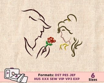 PRINCESS EMBROIDERY DESIGN, belle princess machine embroidery design, Beauty and the Beast embroidery design, princess belle embroidery rose