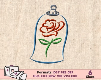PRINCESS EMBROIDERY DESIGN, belle princess machine embroidery design, Beauty and the Beast embroidery design, princess belle embroidery rose
