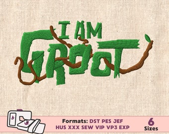 GROOT EMBROIDERY DESIGN, i'm groot machine embroidery pattern, guardians of the galaxy embroidery design, groot guardians galaxy embroidery