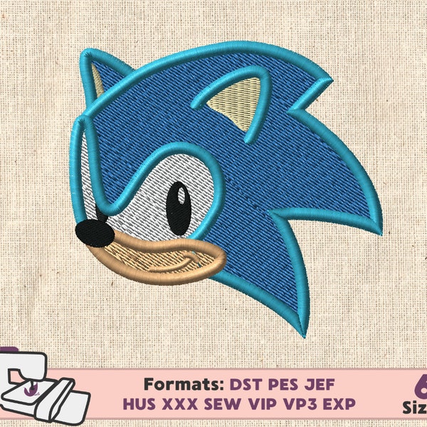 SONIC EMBROIDERY DESIGN, The Hedgehog machine embroidery design, sonic the hedgehog blue embroidery, blue hedgehog sonic embroidery birthday