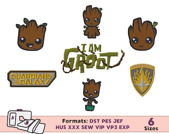GROOT EMBROIDERY DESIGN, i'm groot machine embroidery pattern, guardians of the galaxy embroidery design, groot guardians galaxy embroidery