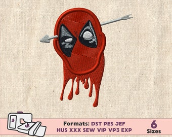 DEADPOOL EMBROIDERY DESIGN, superhero deadpool machine embroidery design, superhero machine embroidery design