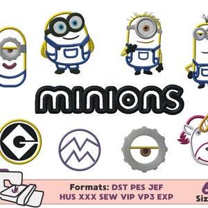 MINION APPLIQUE DESIGN, minion embroidery applique design, minion machine embroidery design bob kevin Sturat applique birthday design minion