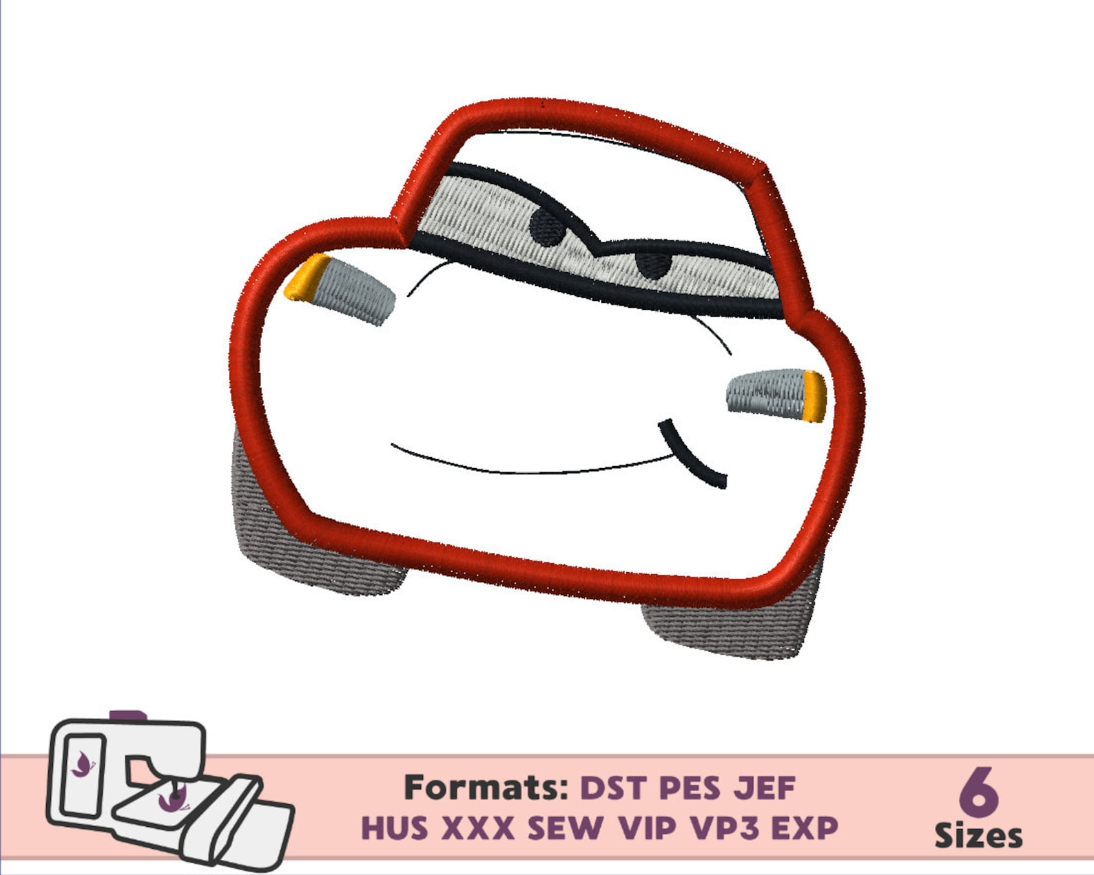 LIGHTNING MCQUEEN APPLIQUE Design Embroidery Machine Design Pattern