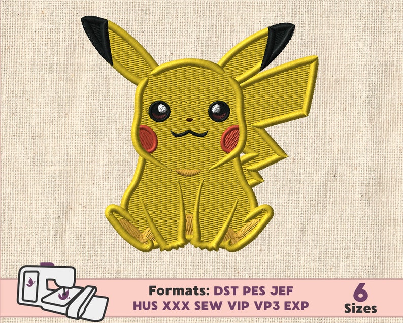 POKEMON EMBROIDERY DESIGN Pikachu Machine Embroidery Design - Etsy