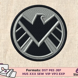 SHIELD EMBROIDERY DESIGN, superhero embroidery design, s.h.i.e.l.d. superhero design embroidery, super hero design shield embroidery