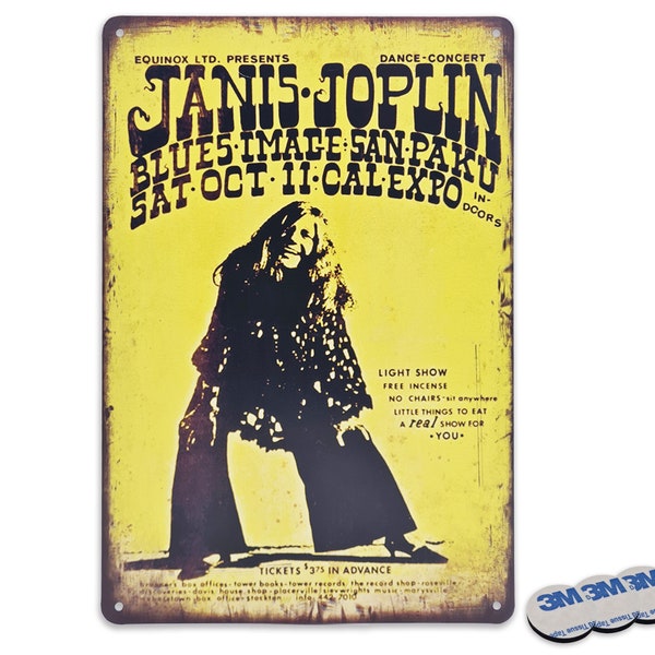 Vintage Metal Signs - Janis Joplin Metal Wall Decor Sign for Home, Bar, Cafe  - Music Metal Sign, Music Plaque, or Bar Sign Gift for Men