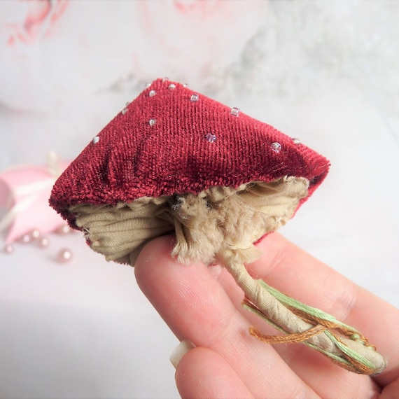 Mushroom Embroidery brooch Mushroom pin Autumn scarf brooch Scarfs beaded pin Textile brooch Mothers Day gifts