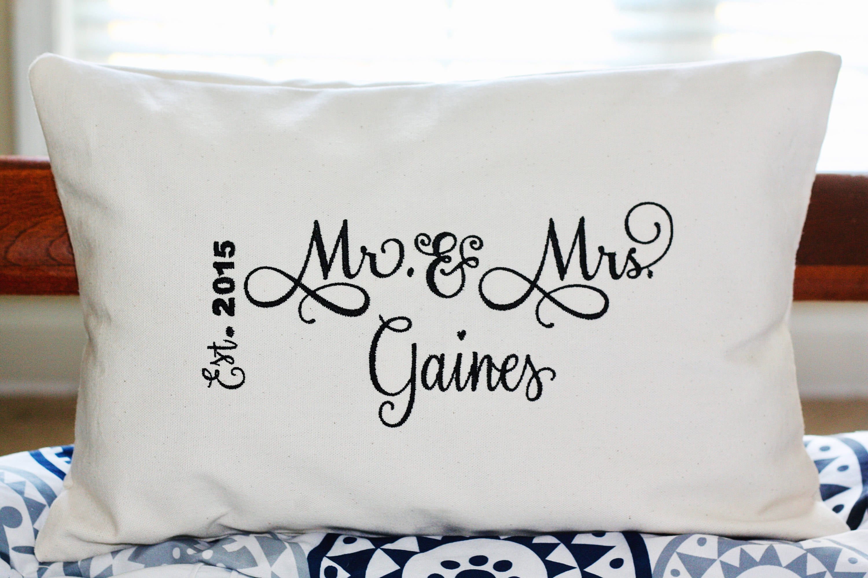 Mr. Mrs. Throw Pillow Mr. and Mrs. Pillow Embroidered Etsy