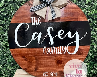 Door Hanger, Custom Welcome Sign, Welcome Home, Welcome Wreath, Door Decor, Door Sign, Name Sign, Door Round, Custom Round