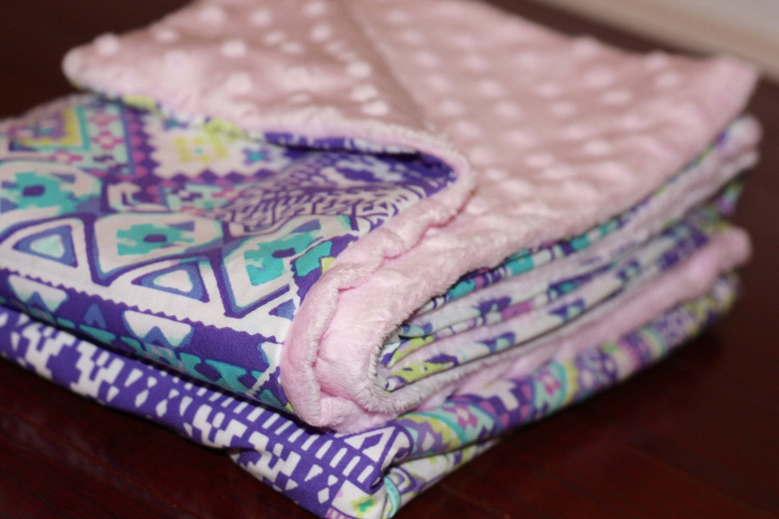 Purple Promise Minky Blanket, Purple and Pink Blanket, Children's Minky
