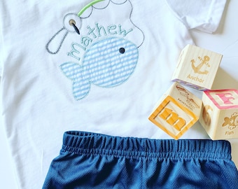 Fishermen Shirt, Fishing Shirt, Embroider Shirt for Boys, Baby Shower Gift for Boys, Fish Shirt