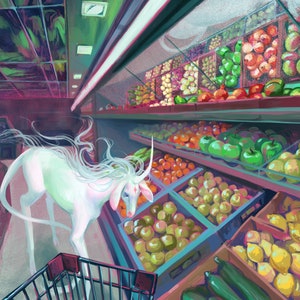 Unicorn in Grocery Store - Digital Print