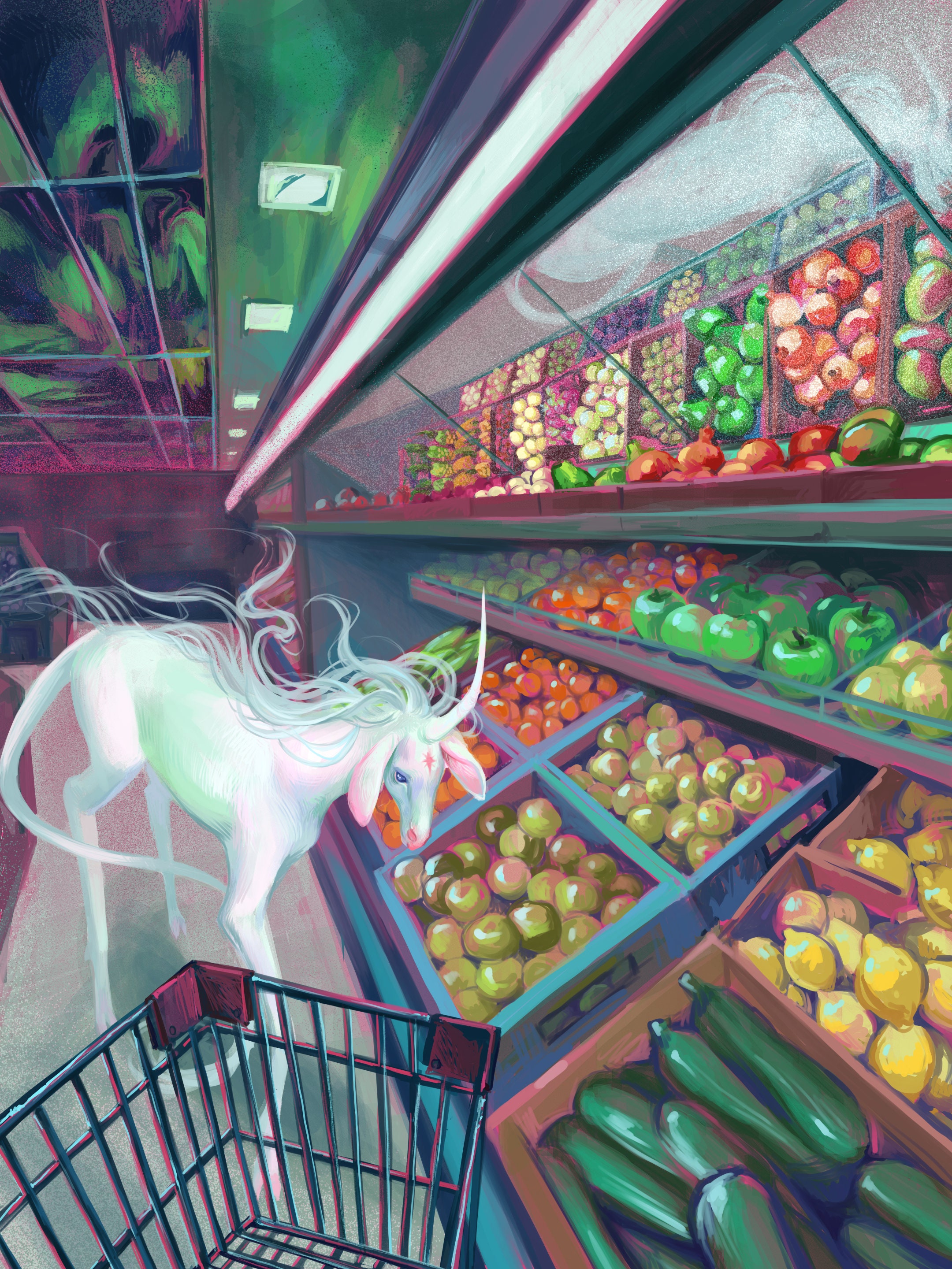 Unicorn in Grocery Store Digital Print