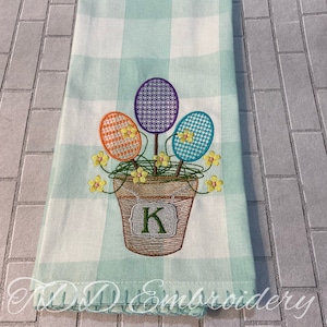 Floral Egg Topiary Machine Embroidery Design