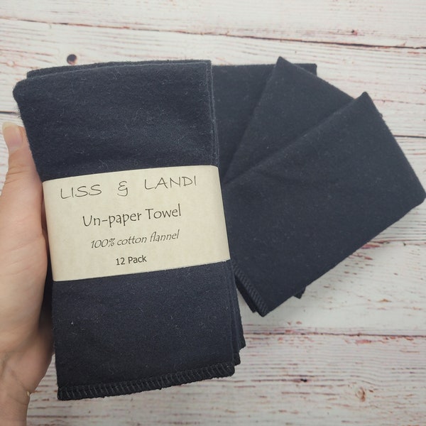 Reusable Paper Towel | Black | 12"x10" single ply | Eco-friendly kitchen, napkins, cloth paper towel