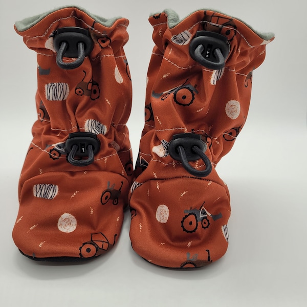 Tractor & Hay Bales Overall Boots | Baby Boots | Toddler Boots | Winterized Boot