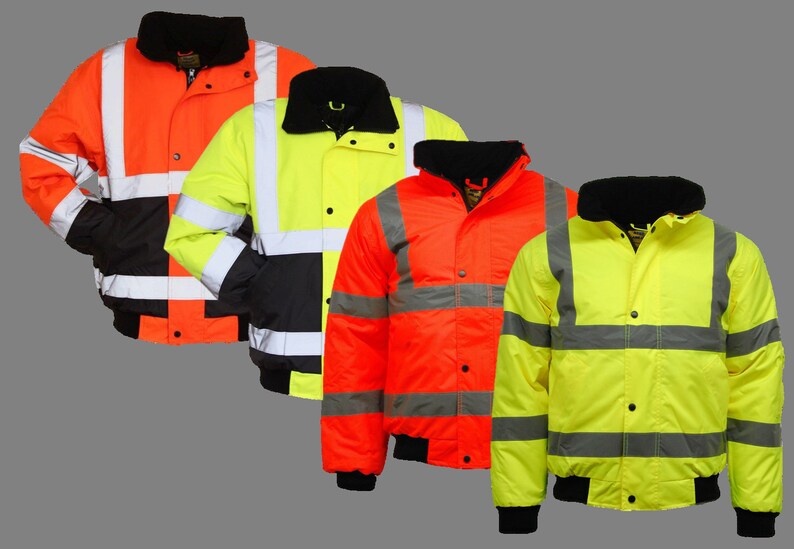 Hi Viz High Vis Visibility Quality Bomber Jacket Waterproof Security Coat XL