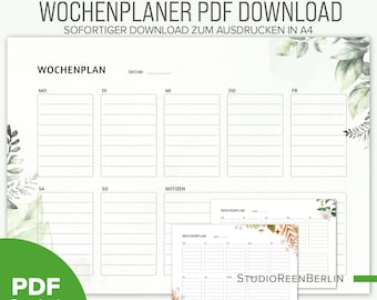 Weekly planner download to print, floral weekly plan to print, task planner for the week pdf, weekly planner todo list download