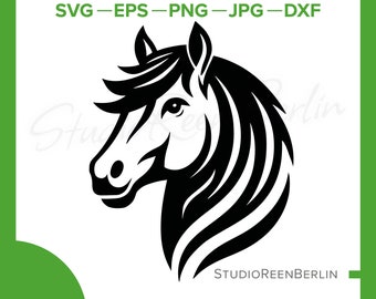 Modelo de arquivo para plotter de cavalo para impressão a laser, download de arquivo para cabeça de cavalo svg dxf eps png, silhueta de cavalo, arquivo cricut de cavalo, download de cabeça de cavalo