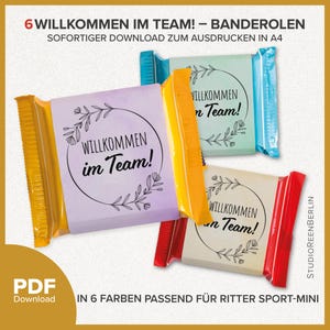Welcome to the team Chocolate banderoles for Ritter Sport Mini a welcome gift for the team friends colleagues employees PDF Download