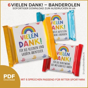 Thank you farewell daycare gift for a teacher Chocolate bands for Ritter Sport Mini Thank you gift PDF Download|Thank you band