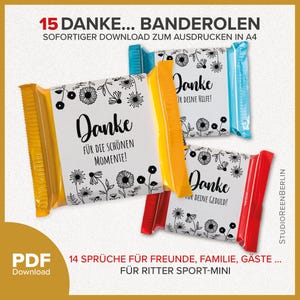 Ritter Sportのバンデロールは、ゲスト、友人、家族への感謝の贈り物としてすぐにダウンロードできます。 | チョコレートのバンデロールは感謝の贈り物として