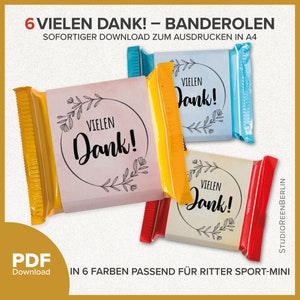 Ritter Sport のバンデロールに感謝します。ゲストの同僚、家族への感謝の贈り物 PDF ダウンロード|チョコレート バンデロールの感謝のギフトのダウンロード