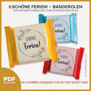 Involucri di cioccolato "Happy Holidays" per Ritter Sport, mini regalo per studenti e insegnanti, scaricabile in formato PDF | Involucri per decorazioni da tavola "Happy Holidays"