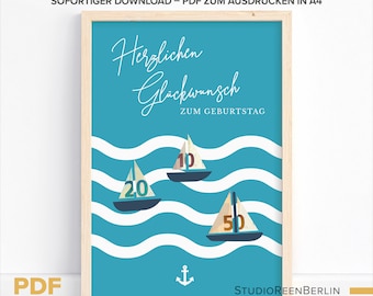 Geldgeschenk Geburtstag Bild Download zum Ausdrucken in A4|Last-Minute Geschenk Geburtstag Download|Geldgeschenk zum Geburtstag PDF Download