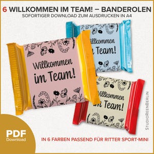 Welcome to the team chocolate banderole for Ritter Sport Mini a welcome gift for colleagues, trainees, employees, friends PDF Download