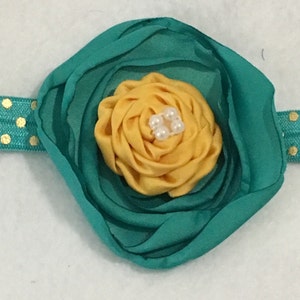 Girls Headbands, Photo Props, Head accessories, Teal and Gold Headband