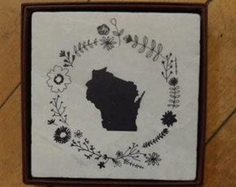 Marble Coaster - Wisconsin Flower