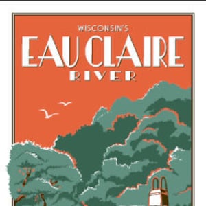 Cartel de turismo vintage - Río Eau Claire
