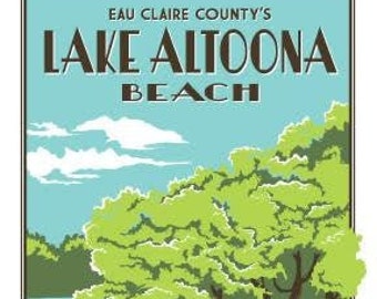 Vintage Tourism Poster - Lake Altoona Beach