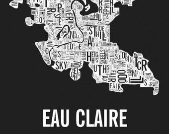 Eau Claire Neighborhoods Print (18x24)