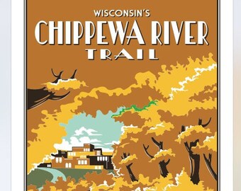 Vintage Tourism Poster - Chippewa River Trail