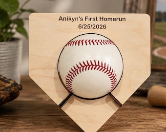 Personalized Baseball Holder. First home run. Baseball Display Case. Baseball gift. Game ball display. Game ball holder. Baseball case.