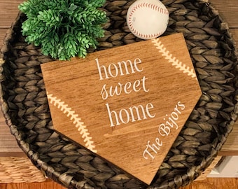 Home sweet home. Baseball gift. Personalized home plate. Baseball home decor. Home plate sign. There is no place like home. Christmas gift.