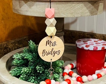 Personalized Teacher Lanyard | Beaded ID Badge Holder | Custom Back to School Lanyard | Teacher Gift | Christmas Gift for Teacher