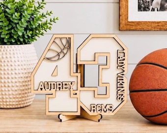 Personalized Basketball Jersey Number Sign, Senior Night Gift, Custom Senior Athlete Keepsake, Basketball Team Gift, Class of 2027 Gift