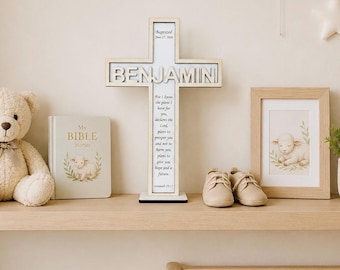 Personalized Baptism Cross, Baptism Gift, Baby Dedication Gift, Christening Gift, Wooden Cross, Baptism Keepsake