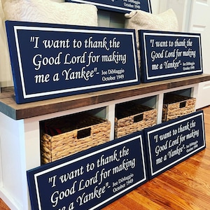 New York Yankee sign. Baseball wood sign. Joe DiMaggio baseball sign. Yankee home decor. Custom baseball sign. Baseball room decor.