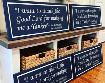 New York Yankee sign. Baseball wood sign. Joe DiMaggio baseball sign. Yankee home decor. Custom baseball sign. Baseball room decor.