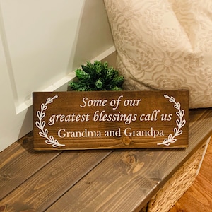 Christmas gift for grandparents. Some of our greatest blessings call us. Grandparents gift. Wood grandparents sign. Grandma sign. Gigi sign.