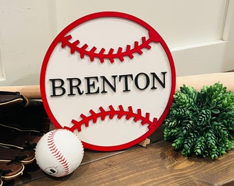 Nursery decor laser cut baseball  sign. Baseball sign. Personalized sign. Custom name sign. Laser cut baseball. Round sign. Baby gift.